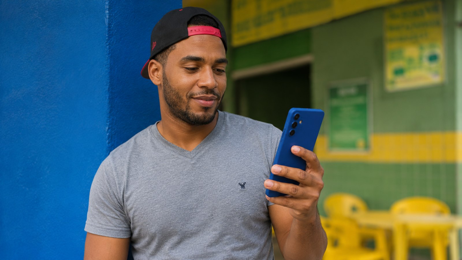Cliente revisando su celular financiado por CrediOne